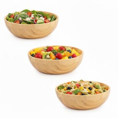 Imagem de Kit Com 3 Bowls De Bambu Cumbuca Tigela Pequena 18cm - mori, 18cm