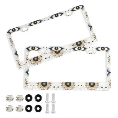 Imagem de SEHANY Molduras para placa de carro que tudo vêem, moldura de placa de carro de alumínio à prova de ferrugem com furos e parafusos elípticos serve para acessórios de carro de tamanho padrão de