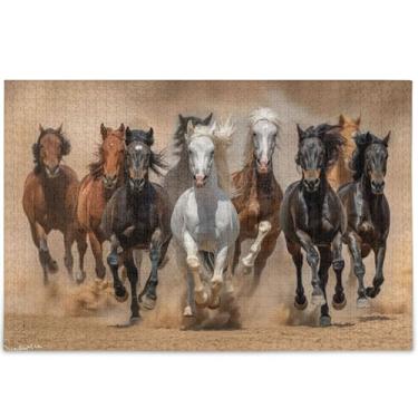 Imagem de Quebra-cabeça de pintura de animais com cavalos, 500 peças para adultos, arte engraçada, quebra-cabeça rígido, brinquedo de arte, 52 x 37,8 cm