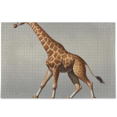 Imagem de Girafa Engraçado Animal Personalizado Quebra-cabeça para Adultos 1000 Peças Natureza Jogo Engraçado Legal Único Quebra-cabeças Família Brinquedo Artwork, 75 cm x 50 cm