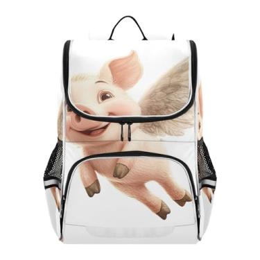 Imagem de Flying Piglet Wings Print Backpack for Boys for School Elementary Back to School Bag Custom Students Large Backpack for Girls Kids Flower Bookbag