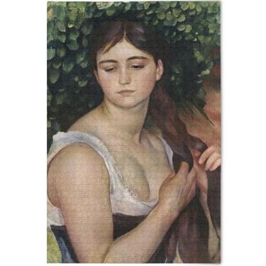 Imagem de Renoir Prints Beauty Lady Retrato personalizado quebra-cabeças para adultos 1000 peças presentes para elefante branco jogo quebra-cabeça cena outono arte brinquedo pintura, 75 cm x 50 cm