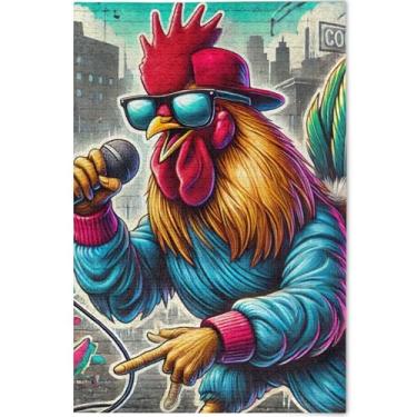 Imagem de Quebra-cabeças engraçados de galo de rocha personalizado, 500 peças para adultos, cenário, arte animal, família, diversão, quebra-cabeça, jogos, presentes tecnológicos, 52 x 37,8 cm