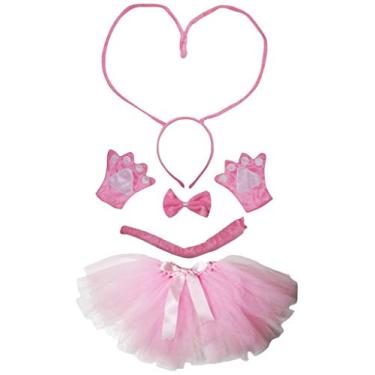 Imagem de Petitebella Faça-você-mesmo, criativo, tiara, luva, tutu, 5 peças, fantasia feminina (rosa, 1 a 4 anos)