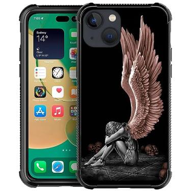 Imagem de DAIZAG Capa compatível com iPhone 15 Plus, menina de asas de anjo com proteção contra choques e arranhões para iPhone 15 Plus (6,7 polegadas)