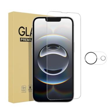 Imagem de Pacote com 1 protetor de tela para iPhone 16e de 6,1 polegadas com 1 pacote de protetor de lente de câmera, filme de vidro temperado, dureza 9H, sem bolhas, compatível com capa