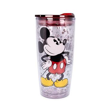 Imagem de Silver Buffalo Disney Vintage Mickey Mouse Since 1928 Copo de viagem de parede dupla com tampa deslizante, 590 ml