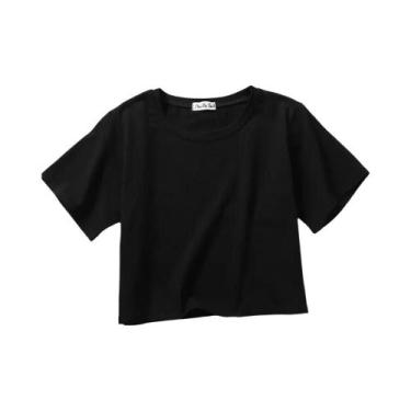 Imagem de Camiseta Feminina De Verão Em Algodão Com Manga Curta, Decote Redondo,