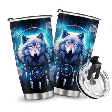 Imagem de Copos isolados, caneca de café, copo de viagem, garrafa de água, presentes para Natal, aniversário, dia das crianças, presente de aniversário, lobo quente e gelado frio, cabo de aço inoxidável de 590