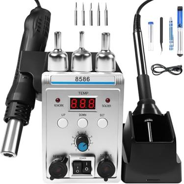 Imagem de 110-127V, Estação de Solda 2 Em 1 Completa Ar Quente, Estação de Ar Quente E Ferro de Solda com 3 Bicos para Reparo, Branco