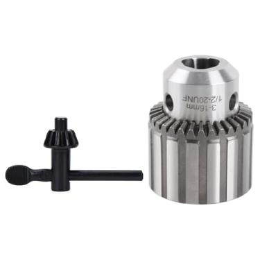 Imagem de Tipo de chave Mandril de broca 3 16 mm Capacidade Aço inoxidável premium Orifícios cônicos de alta precisão para furadeira elétrica Broca de bancada com rosca de montagem 1 2 20
