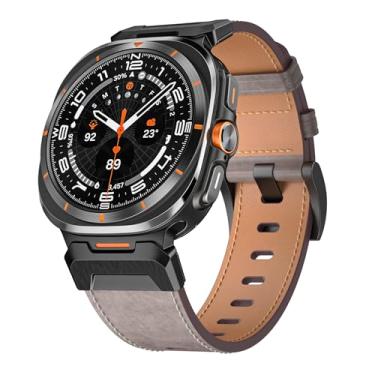 Imagem de BCMCBV Para samsung galaxy assista ultra cinta 47mm acessórios pulseira esportiva de couro para galaxy watch 7 ultra pulseiras(Silver)