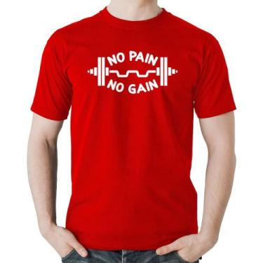 Imagem de Camiseta Algodão No Pain No Gain - Foca na Moda, Vermelho, G