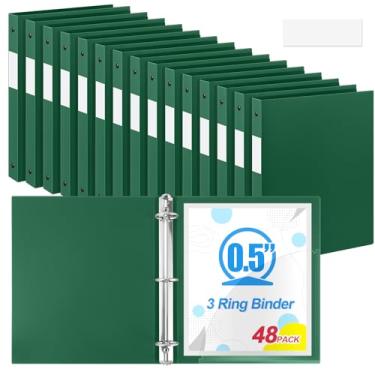 Imagem de Henoyso 48 fichários de 3 anéis redondos de 1/5.1 cm, tamanho carta, 20 cm x 28 cm, fichário flexível de plástico, comporta 100 folhas com 1 bolso, organizador versátil para escritório, casa, escola