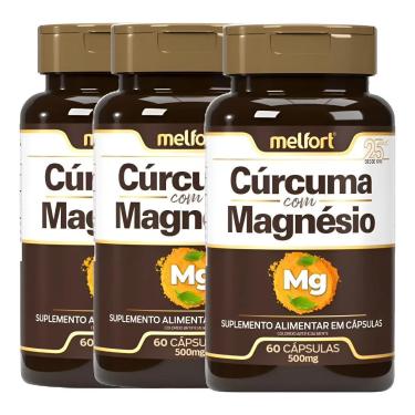 Imagem de Kit 3x Cúrcuma com Magnésio 60 Cápsulas 500mg Melfort-Unissex