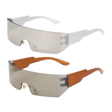 Imagem de HARFINGTON Óculos de sol femininos, óculos de sol retrô de policarbonato com proteção solar, Marrom e prata, Standard