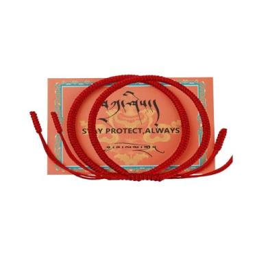 Imagem de SCRDPRAD Pulseira trançada budista feita à mão com nó de corda ajustável com amuleto tibetano para mulheres e homens, Adjustable, Metal, Sem Pedra Preciosa