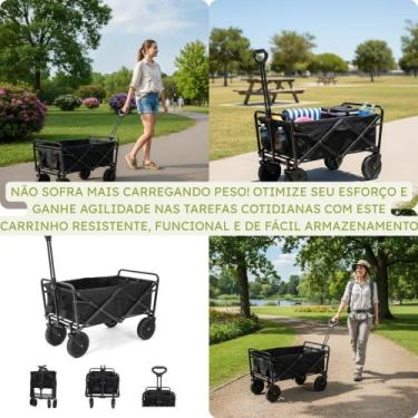 Imagem de Carrinho Multiuso Até 150kg Dobrável Camping Pesca Compras Praia Domés