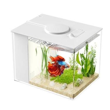 Imagem de Vehipa 2.9L Pequeno Aquário Nano Aquário Kit Completo de Acrílico com Filtro, Luz LED, Bomba Ideal para Peixe Pequeno, Camarão e Plantas (Branco)