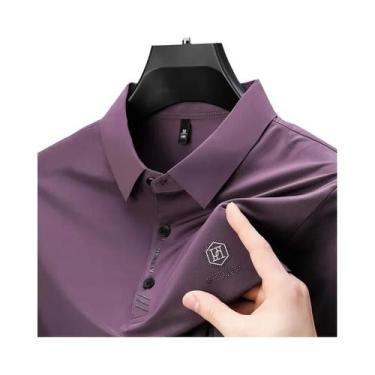 Imagem de Camisa Polo Casual Masculina De Manga Curta Em Cor Sólida Respirável C