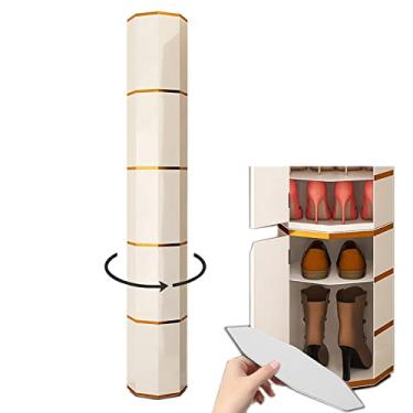 Imagem de Armário de sapatos, suporte giratório para sapatos, organizador de armazenamento com cubo superior, organizador de armazenamento com prateleiras abertas, suporte de sapatos para armário estreito