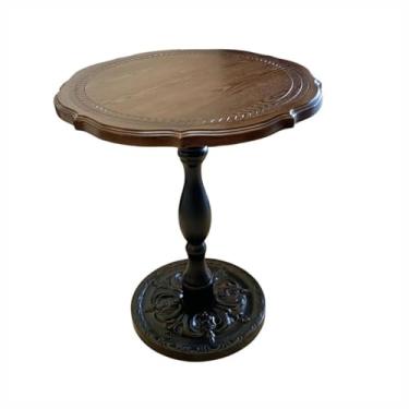 Imagem de Mesa central simples retrô sofá mesa lateral madeira maciça antiga mesa de canto sala de estar varanda pequena mesa redonda mesa de centro mesa de quarto