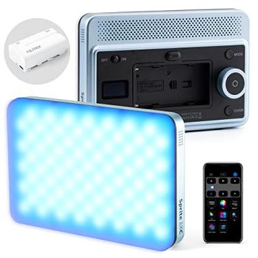 Imagem de VILTROX Luz de vídeo RGB com controle de aplicativo, painel de luz de câmera LED portátil 0-360 CRI95+ 2800-6800K, 26 cenas de luz com bateria NP-F550 recarregável para iluminação fotográfica de