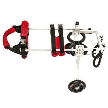 Imagem de Cadeira de rodas leve ajustável para pernas traseiras - Carrinho de mobilidade de metal durável para cães e filhotes, ideal para reabilitação e recuperação (tamanho: P)
