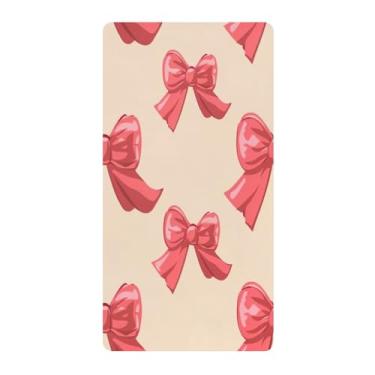 Imagem de Blueangle Lençol de berço padrão para berço infantil - Lençóis de algodão macio e respirável com laço vermelho (267)