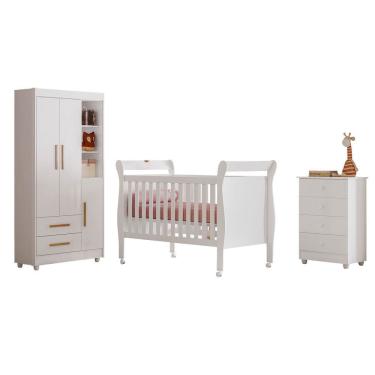 Imagem de Quarto de Bebe Completo com Comoda Berco e Guarda Roupa Zara Tigus Baby