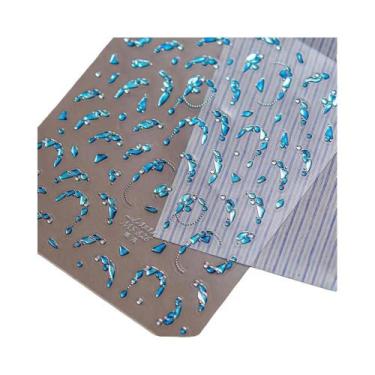 Imagem de Adesivos De Unha 5D Cetro Dourado Com Gemas, Padrão Luxuoso E Elegante