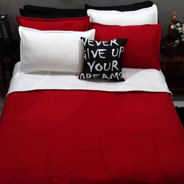 Imagem de Jogo Cama Solteiro King 9 Peças Tricolor Cobertor Vermelho