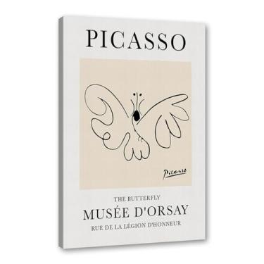 Imagem de Pintura em tela vintage Picasso desenho de linha de desenho de desenho de desenho de desenho de desenho de animal abstrato de desenho minimalista para decoração de sala de estar para sala de estar