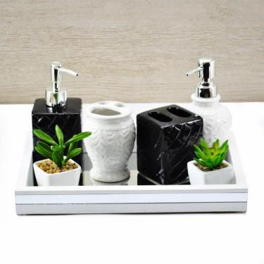 Imagem de Bandeja -M CLÁSSICA- Lavabo Banheiro Espelhada Pés Silicone Madeira co