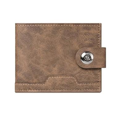 Imagem de Carteira masculina de couro fina com bolsos dobráveis acoplados com capacidade extra, Café, Minimalista