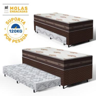 Imagem de Cama Box com Colchao D Angelis de Molas Solteiro Classic + Auxiliar de Espuma Unique Solteiro 88cm