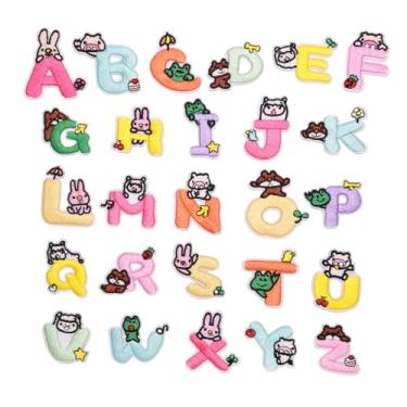 Imagem de Adesivos com letras de ferro | Decalques de roupas do alfabeto animal - Adesivos de letras bordados decorativos engraçados para mochila, jeans, camisas, jaquetas, festas, viagens, sala de aula