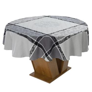 Imagem de Toalha De Mesa Redonda Poliéster Cinza 4/6 Lugares Rafimex