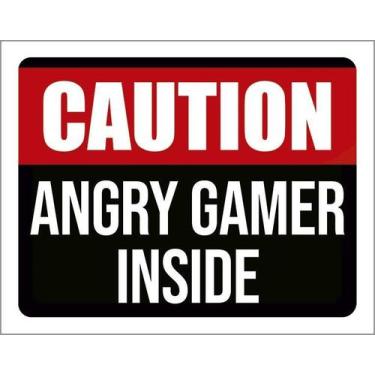 Imagem de Kit 5 Placa Acm Caution Angry Gamer Inside 18X23 - Sinalizo