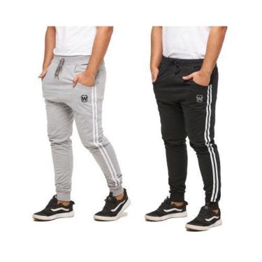 Imagem de KIT 02 CALÇAS DE MOLETOM WOOKS MASCULINA SARUEL SKINNY SPORT LUXO-CINZACLARO-GG-Masculino