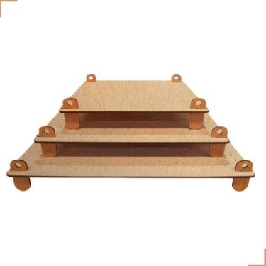 Imagem de Bandeja Desmontável Quadrada Kit Com 3 Mdf Festa Decoração - Tabuleiro