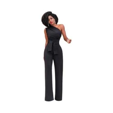 Imagem de Macacão Feminino Sexy - Um Ombro, Sem Mangas, Perna Larga, Bodycon (Br