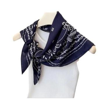 Imagem de Lenço De Cabeça Feminino 65x65cm Com Estampa Paisley, Toque De Algodão