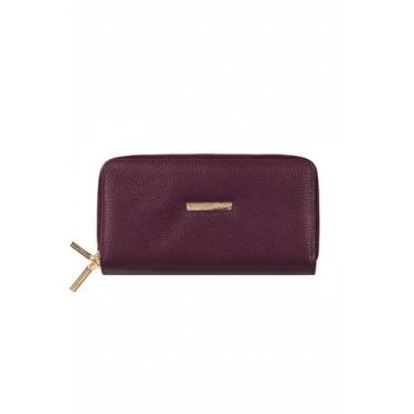 Imagem de Carteira feminina grande de couro liso Tinna, Marsala