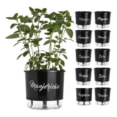 Imagem de Vaso Raiz Auto Irrigável Preto 16cm N3 Autoirrigável Tempero, Manjeric