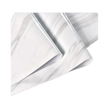 Imagem de Papel De Parede Brilhante Preto E Branco Com Efeito Mármore, Resistent