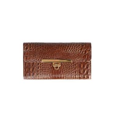 Imagem de Carteira feminina de couro croco Kate 10,5x19,5cm-Feminino