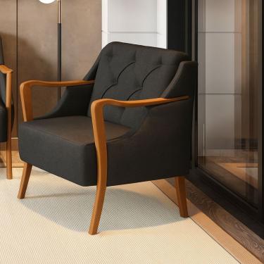 Imagem de Poltrona Vittoria Botonê Linho Grafite Molufan Estofados