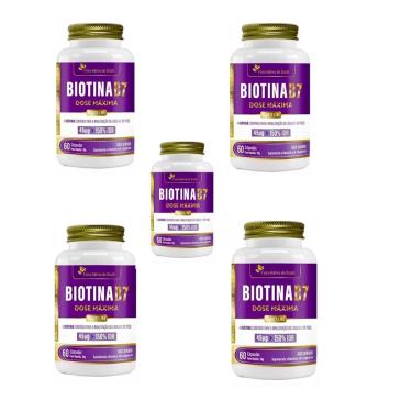 Imagem de Kit 5 Biotina B7 45ug 5x60 cps Flora Nativa-Unissex