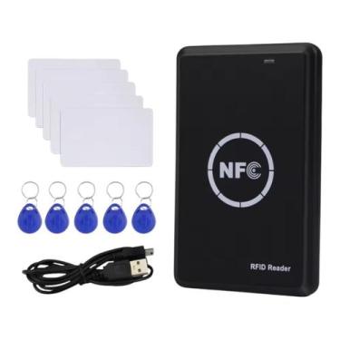 Imagem de Leitor Gravador Rfid-nfc T5577 13.56mhz Usb + Cartões Id Ic Preto - ge